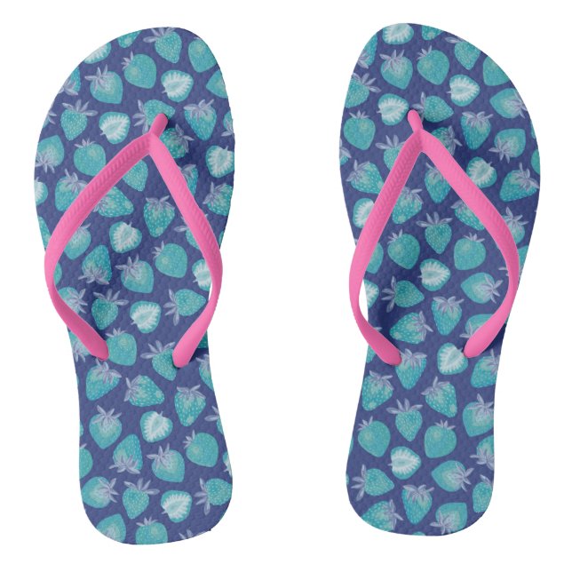 Blue Strawberry Flip Flops (Footbed)