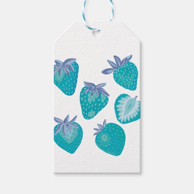 Blue Strawberry Gift Tags (Front)