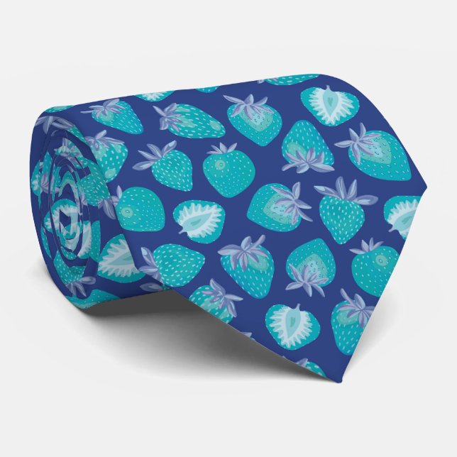 Blue Strawberry Tie (Rolled)