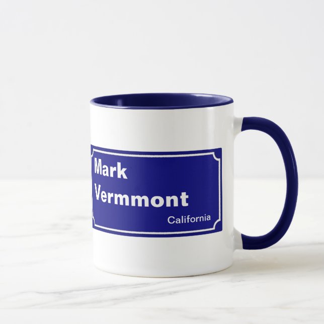 blue street sign personalised mug (Right)