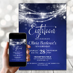 Blue String Lights 18th Birthday Party Invitation<br><div class="desc">Elevate the celebration of your guest of honour's milestone with this blue 18th birthday party invitation. Stylishly modern, it sets the perfect tone for an unforgettable evening. Personalising the invitations is a breeze, just fill in the essential details using the provided text templates. You can choose from a variety of...</div>