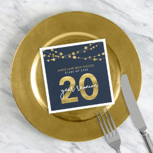 Blue Strings of Lights 20 Year Class Reunion Napkin