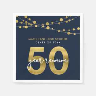 Blue Strings of Lights 50 Year Class Reunion Napkin