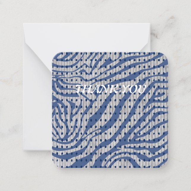 Blue Strip & Dot Thank You Note Card (Front)