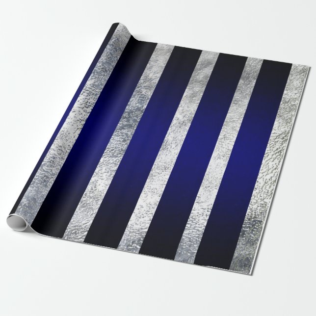 Blue Strip Wrapping paper-Frosted Design Paper (Unrolled)