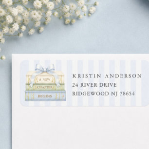 Blue Stripe Baby Shower Address Label Return Address Label