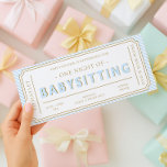 Blue Stripe Babysitting Gift Voucher Card<br><div class="desc">This babysitting gift voucher design features a classic stripe design. The "babysitting" heading is an image that cannot be edited. All of the other text is fully editable. For more advanced customisation of this design,  simply select the "Customise It" button above.</div>