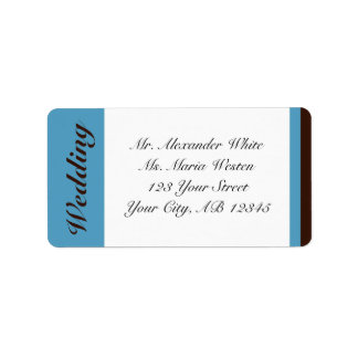 Blue Stripe Brown Wedding Address Labels