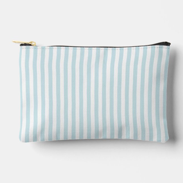 Blue Stripe Coastal Makeup Accessory Pouch (Front)