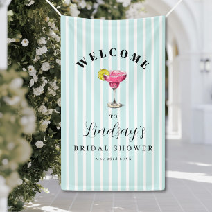 Blue Stripe Cocktail Bridal Shower Party Banner