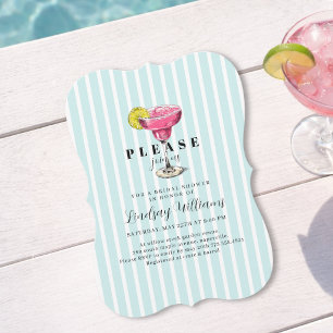 Blue Stripe Cocktail Bridal Shower Party Invitation