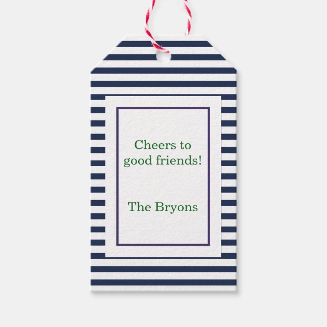 Blue Stripe Custom Wine Tag (Front)