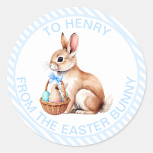 Blue Stripe From The Easter Bunny Gift Classic Round Sticker