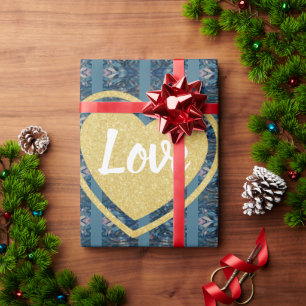 Blue Stripe LOVE Wrapping Paper - Adiela Akoo