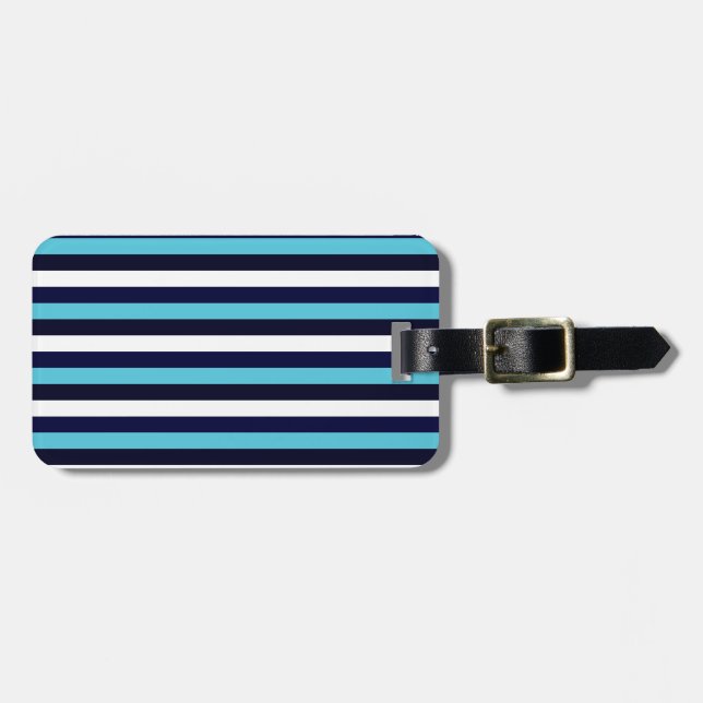 Blue Stripe Luggage Tag (Front Horizontal)