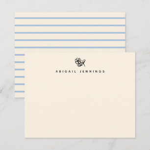 Blue Stripe Minimalist Flower Cream Card