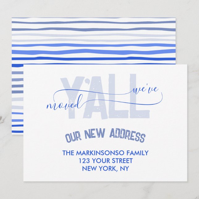 Blue Stripe Moving Announcement (Front/Back)