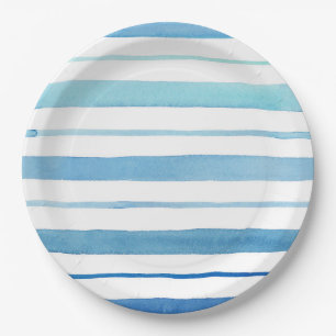 Blue Stripe Paper Plate
