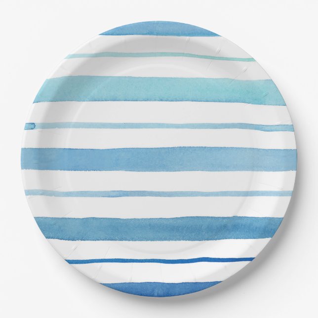 Blue Stripe Paper Plate (Front)