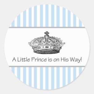 Blue Stripe Prince Crown Baby Boy Envelope Seal
