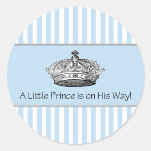 Blue Stripe Prince Crown Baby Boy Envelope Seal