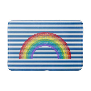 BLUE STRIPE RAINBOW BATH MAT
