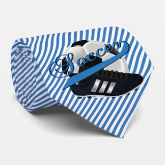 Blue Stripe Soccer Player Tie