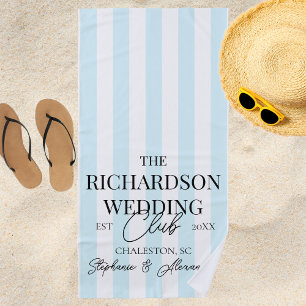 Blue Stripe Social Club Custom Wedding Merch Favor Beach Towel