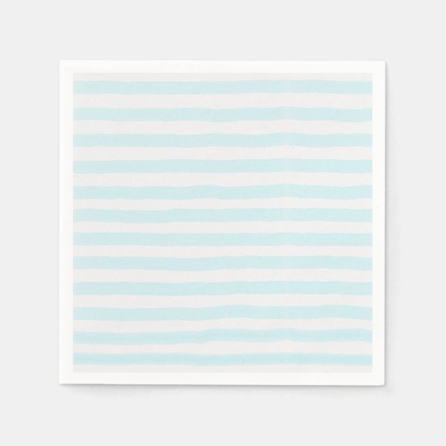 Blue Stripe Watercolor Simple Modern  Napkin (Front)