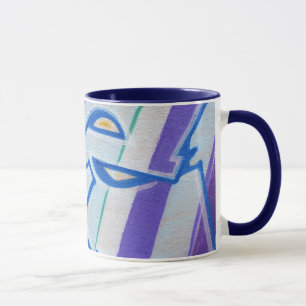 Blue striped abstract graffitis mug