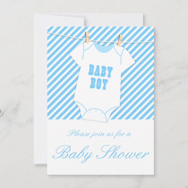 Blue Striped Baby Invite (Front)