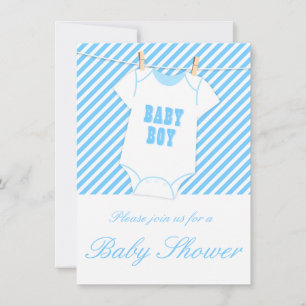 Blue Striped Baby Invite