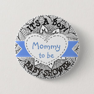 Blue Striped Baby Shower Button Mum to Be Button