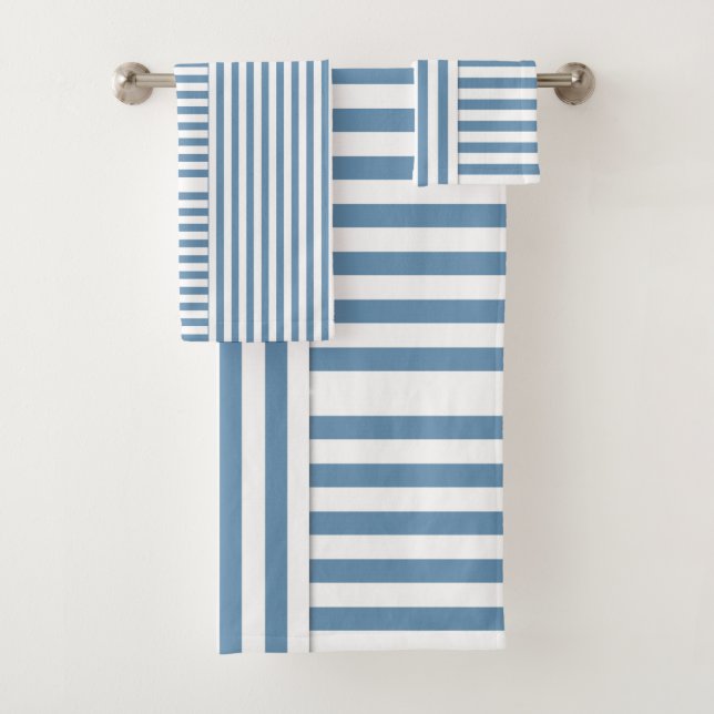 blue striped bath towel set (Insitu)