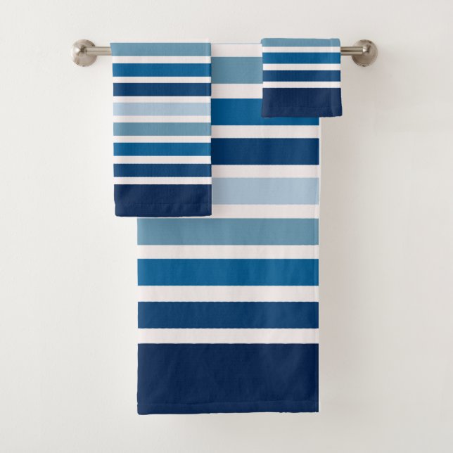 Blue Striped  Bath Towel Set (Insitu)