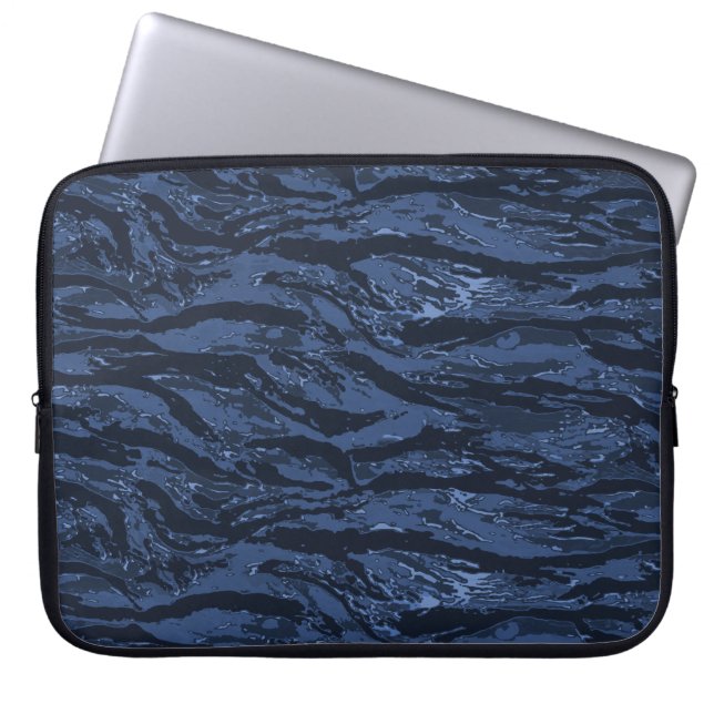 Blue Striped Camo Laptop Sleeve (Front)