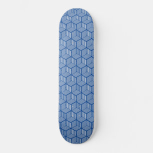 Blue Striped Cubes Skateboard