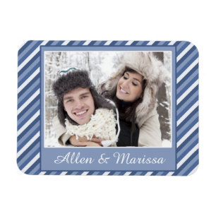Blue Striped Custom Photo Flex Magnet