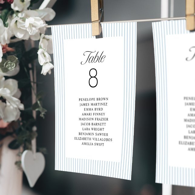 Blue Striped Elegance Class Wedding Seating Charts Invitation (Blue Striped Elegance Class Wedding Seating Charts Invitation)