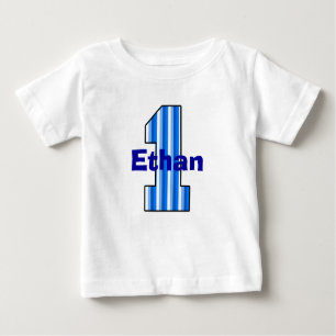 Blue striped First Birthday Boy Shirt