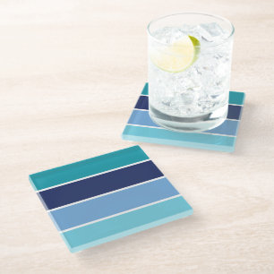 Blue Striped Glass Coaster
