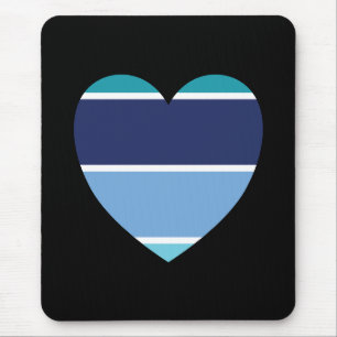 Blue Striped Heart Mouse Pad