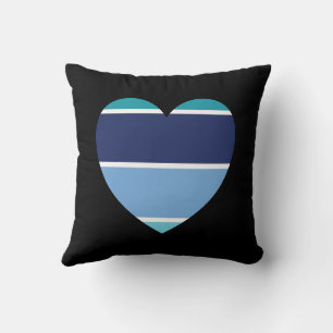 Blue Striped Heart Round Cushion
