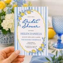 Blue Striped Lemon Bridal Shower 