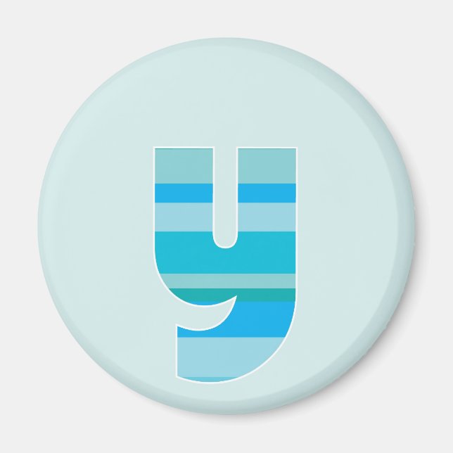 Blue Striped Monogram - Letter Y Magnet (Front)