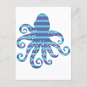 Blue Striped Octopus Postcard