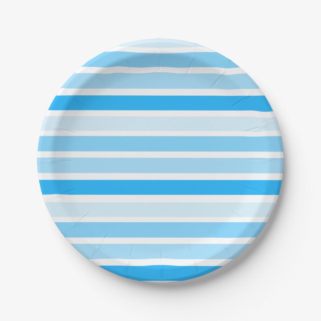 Blue Striped Paper Plates (Front)