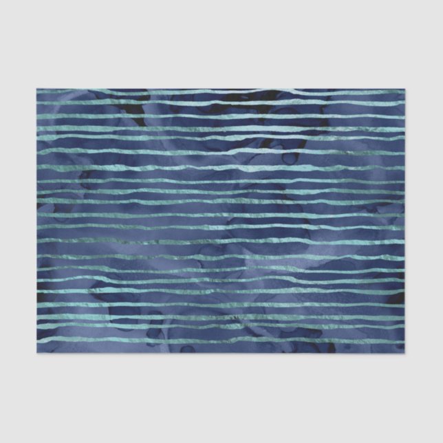Blue Striped Pattern Tissue Paper (Front)
