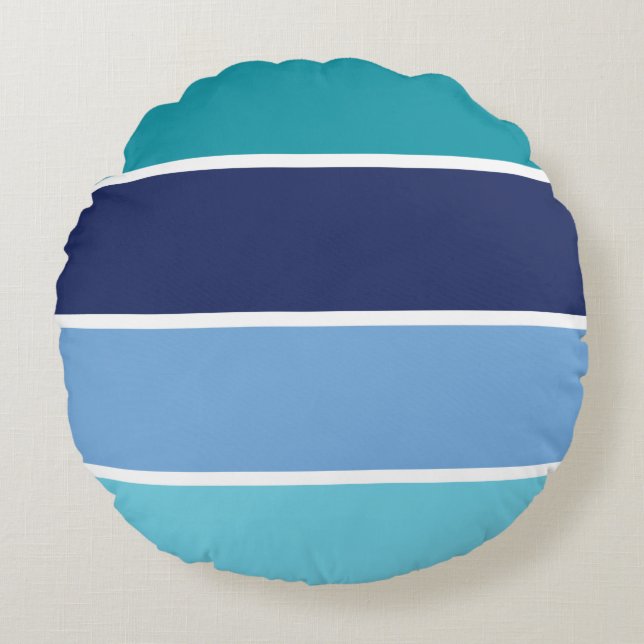 Blue Striped Round Cushion (Front)