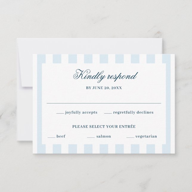 Blue Striped RSVP Card (Front)